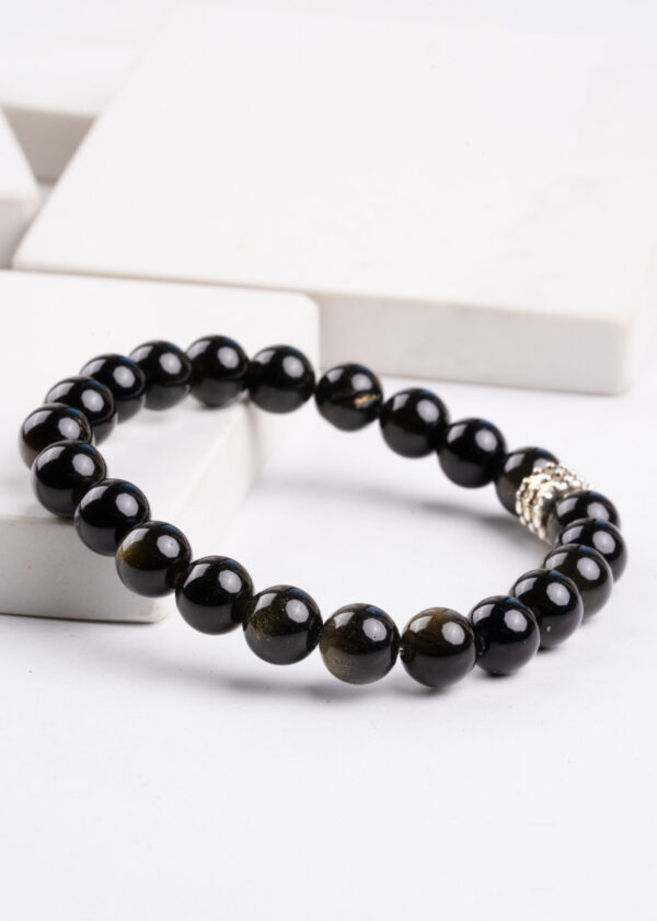 8mm Obsidyen Doğal Taş Bileklik - Görsel 2